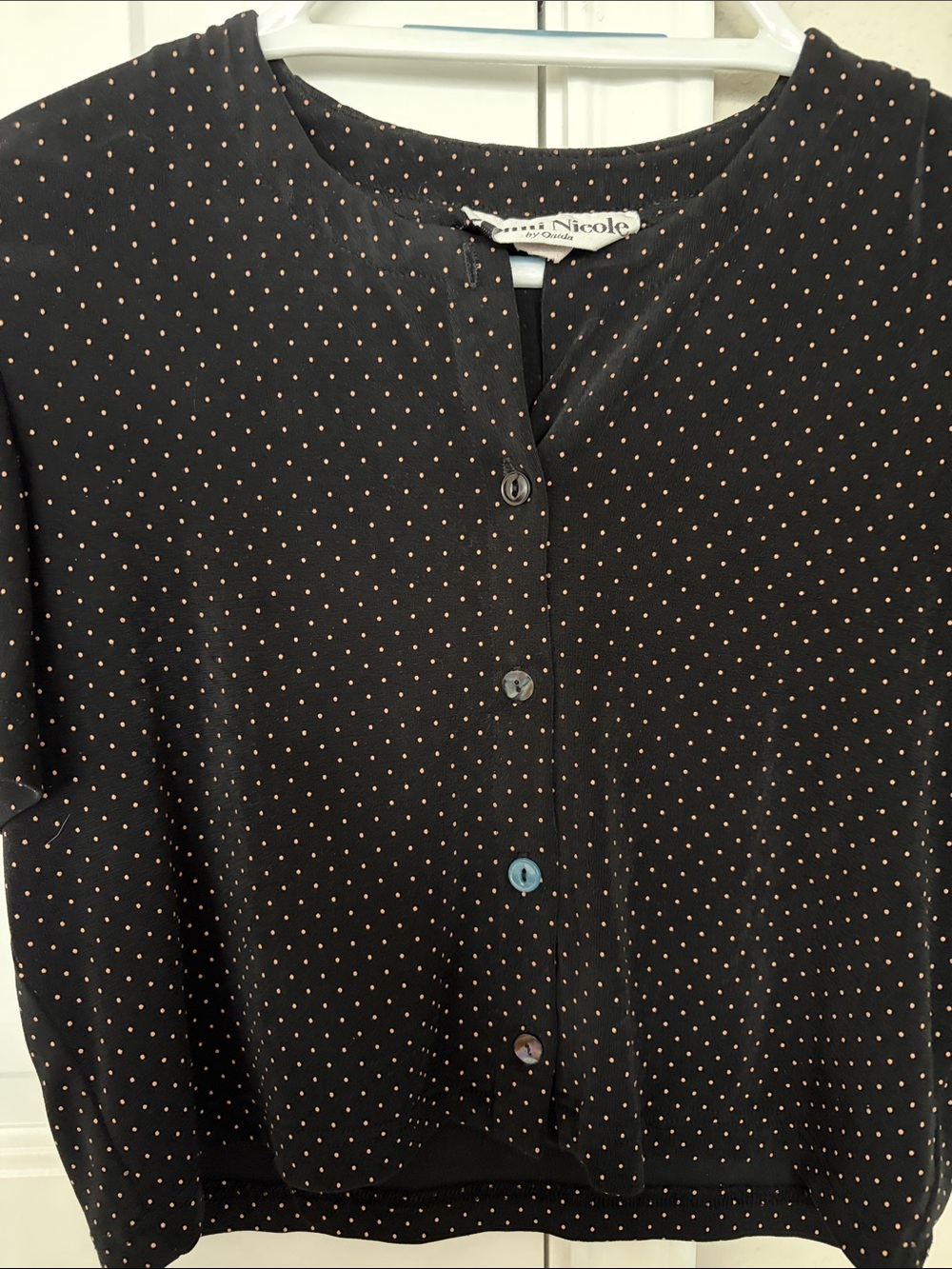 Vintage Black Polka Dot Button-Front Women’s Top - Picture 4 of 7